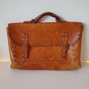 Vintage Montreal Atelier Hand Crafted Leather Stitching Briefcase Messenger Bag